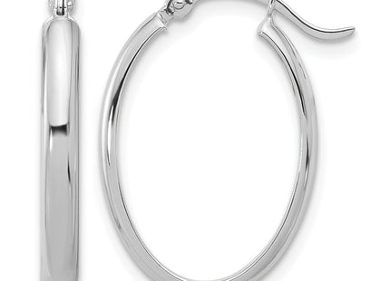 14K white gold oval hoop earrings