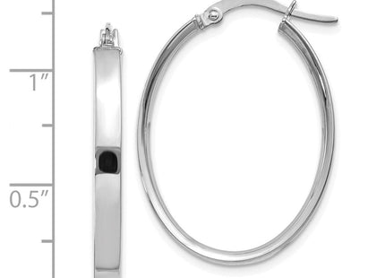 14K White Gold Oval Hoop Earrings (Style PRE575)