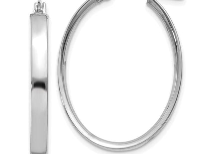 14K White Gold Oval Hoop Earrings (Style PRE575)