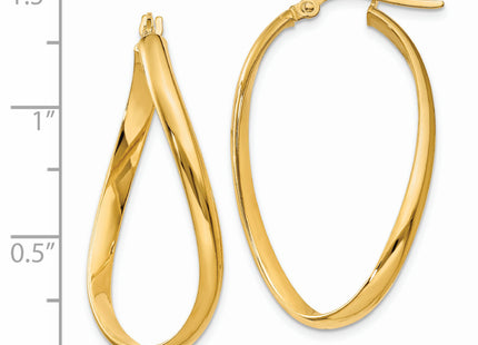 14k Twisted Oval Hoop Earrings, 18 x 3mm