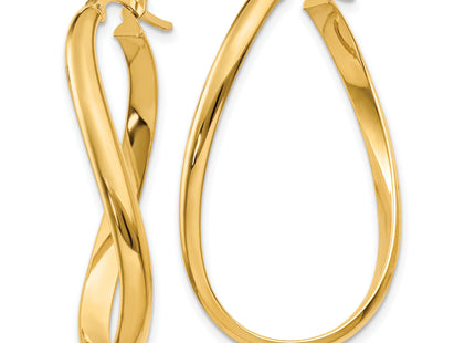 14k Twisted Oval Hoop Earrings, 18 x 3mm