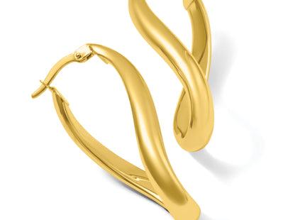 14k Twisted Oval Hoop Earrings, 18 x 3mm