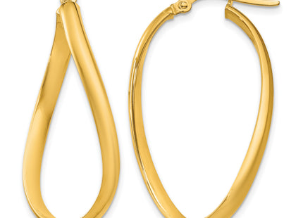 14k Twisted Oval Hoop Earrings, 18 x 3mm