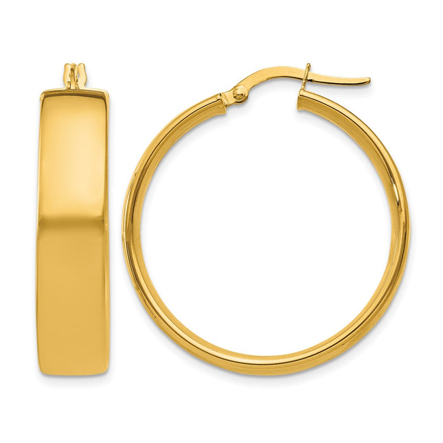 14K Hoop Earrings, 26 x 6.75mm