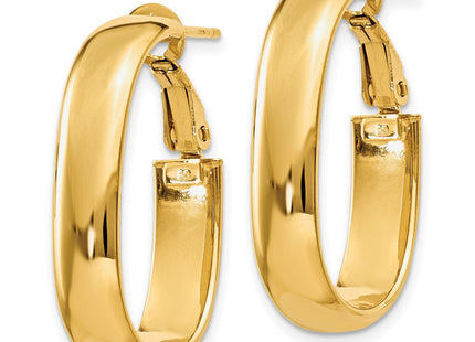 14k Oval Omega Back Hoop Earrings (Style PRE688)