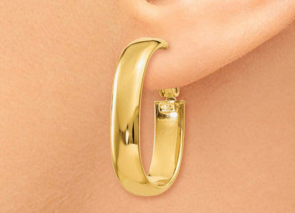 14k Oval Omega Back Hoop Earrings (Style PRE688)