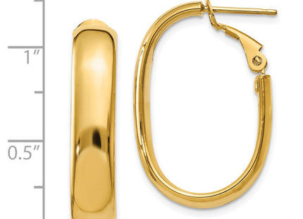 14k Oval Omega Back Hoop Earrings (Style PRE688)