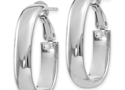 14K white gold oval hoop earrings, alternate view