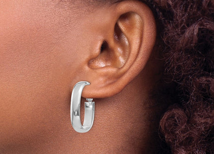 14K white gold oval hoop earrings, another view