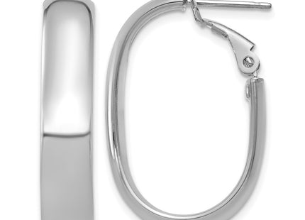 14K white gold oval hoop earrings