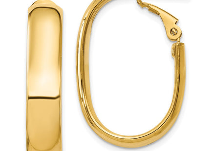 14k Oval Omega Back Hoop Earrings (Style PRE688)