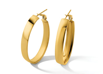 14k Oval Omega Back Hoop Earrings, 34 x 5.75mm