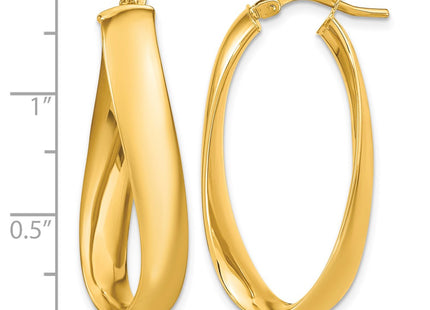 14K gold oval hoop earrings, further view