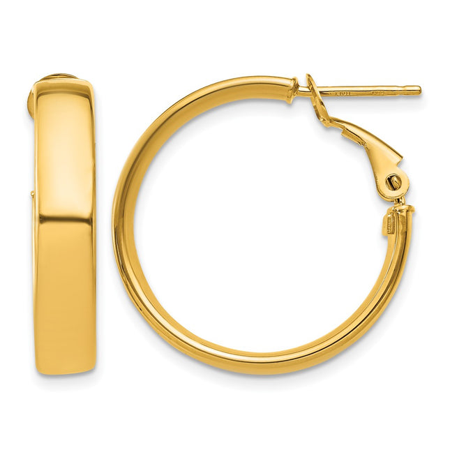 14k Omega Back Hoop Earrings, 24.25 x 5mm