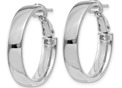 14k White Gold Omega Back Hoop Earrings (Style PRE733W)