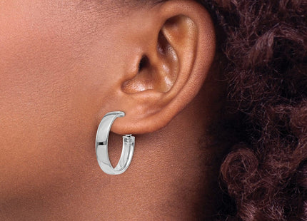 14k White Gold Omega Back Hoop Earrings (Style PRE733W)