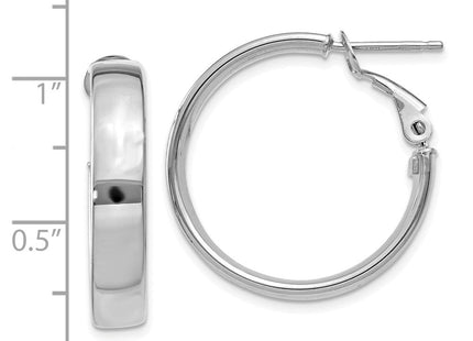 14k White Gold Omega Back Hoop Earrings (Style PRE733W)