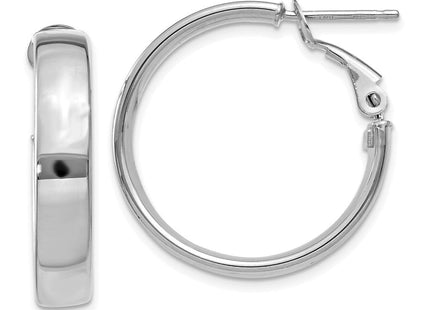 14k White Gold Omega Back Hoop Earrings (Style PRE733W)