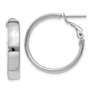 14k White Gold Omega Back Hoop Earrings (Style PRE733W)