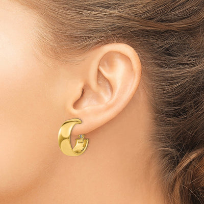 14K Small Omega Back Hoop Earrings
