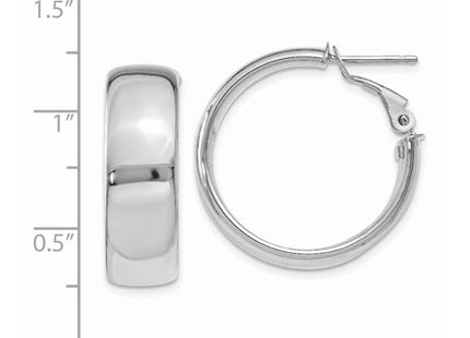 14K white gold hoop earrings, further view