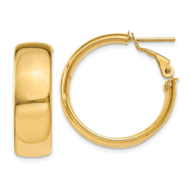 14k Omega Back Hoop Earrings, 24 x 7.75mm