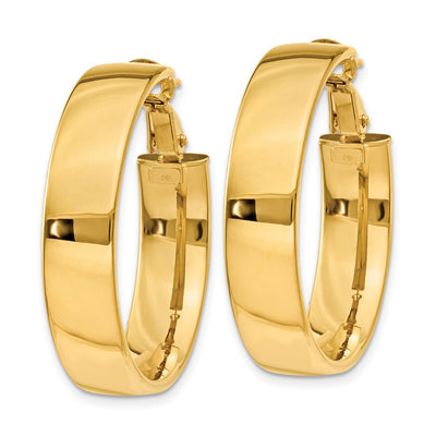 14K Large Omega Back Hoop Earrings