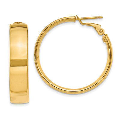 14K Large Omega Back Hoop Earrings