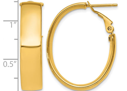 14K gold oval hoop earrings, further view