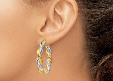 14k Yellow & Rhodium Earrings Style PRE776 - Classique Jewelry Inc.