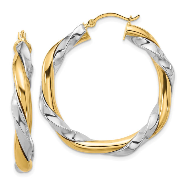 14k Yellow & Rhodium Earrings Style PRE776 - Classique Jewelry Inc.