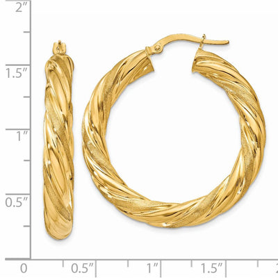 14K Satin & Polished Twisted Hoop Earrings