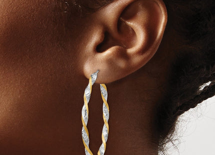 14K white gold oval hoop earrings, another view