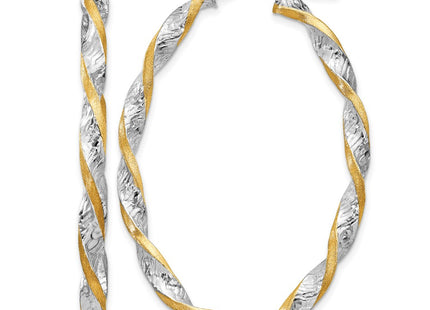 14K white gold oval hoop earrings