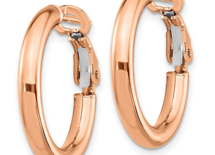 14K rose gold hoop earrings, alternate view