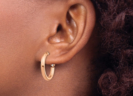 14K rose gold hoop earrings, another view