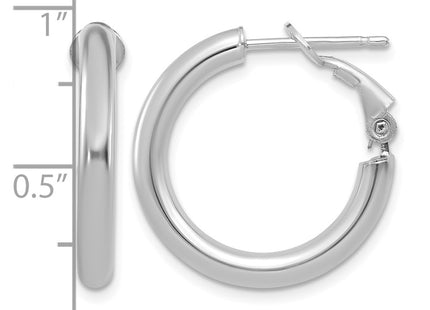 14K white gold hoop earrings, further view