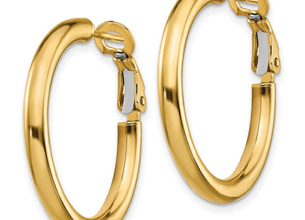 14k Polished Round Omega Back Hoop Earrings (Style PRE923)
