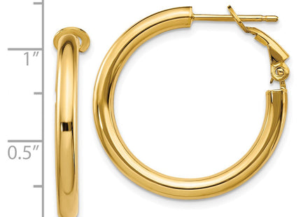 14k Polished Round Omega Back Hoop Earrings (Style PRE923)