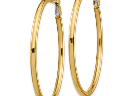 14k Polished Round Omega Back Hoop Earrings (Style PRE924)