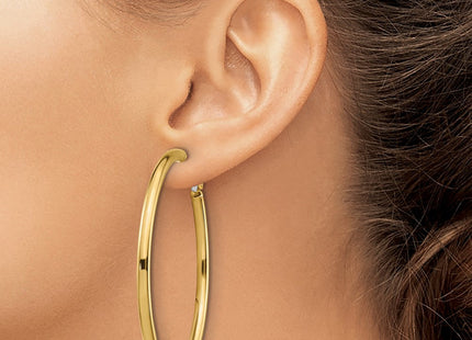 14k Polished Round Omega Back Hoop Earrings (Style PRE924)