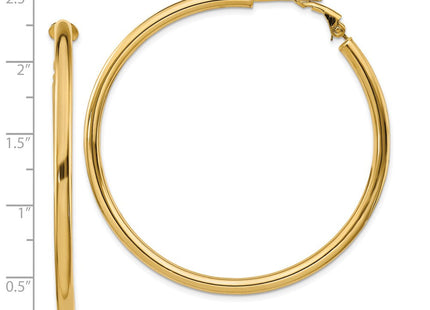 14k Polished Round Omega Back Hoop Earrings (Style PRE924)