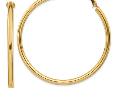 14k Polished Round Omega Back Hoop Earrings (Style PRE924)