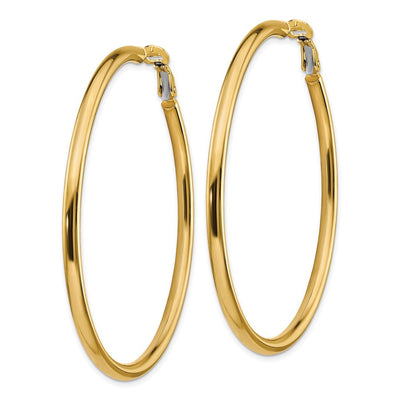 14K Polished Square Tube Round Hoop Earrings, 30 x 3mm