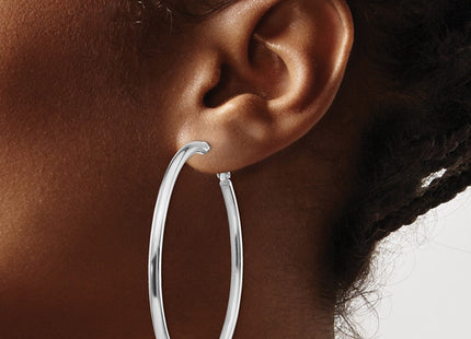 14K white gold hoop earrings, another view