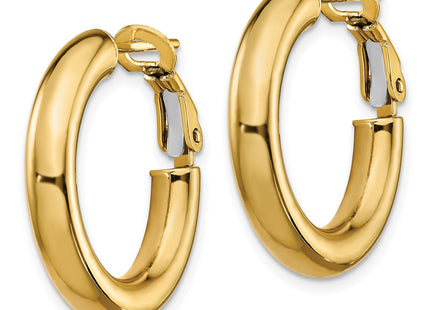 14k Polished Round Omega Back Hoop Earrings (Style PRE926)