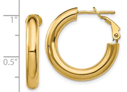 14k Polished Round Omega Back Hoop Earrings (Style PRE926)