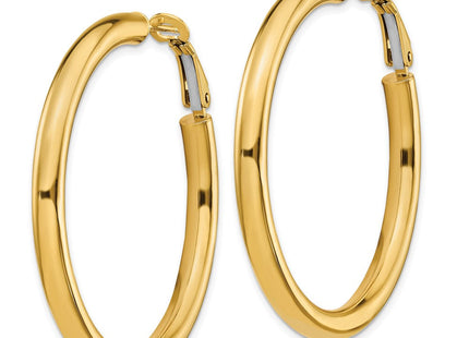 14k Polished Round Omega Back Hoop Earrings (Style PRE930)