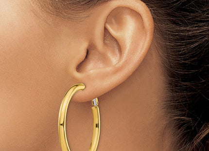 14k Polished Round Omega Back Hoop Earrings (Style PRE930)