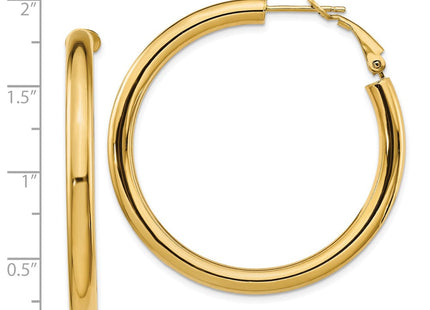 14k Polished Round Omega Back Hoop Earrings (Style PRE930)